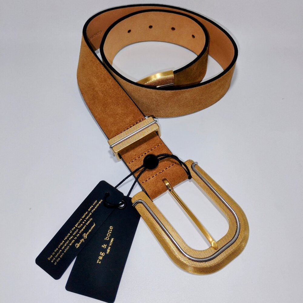 rag & bone Sabbia Suede Jumbo Ventura Belt, Size XS